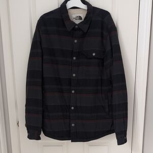 Men North Face Sherpa Lined Camp Flannel - Medium